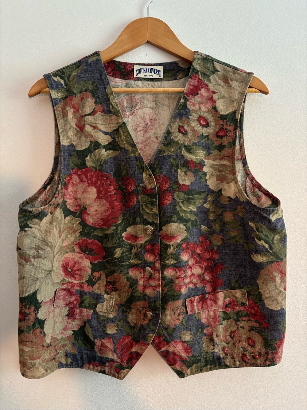 Vintage Gotcha Covered Tapestry Floral Vest